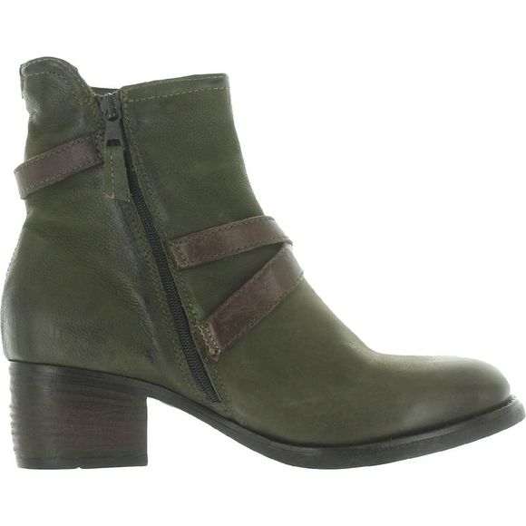 Miz Mooz Womens Griffin Green Leather Asymmetric Ankle Boots Shoes NWT - Picture 2 of 3